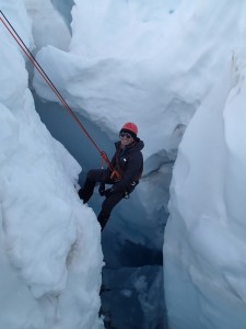 Hanging out in a crevasse during rescue training